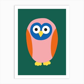 Sweet Little Owl Green Art Print