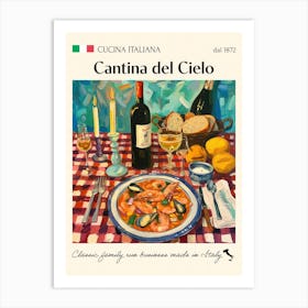 Cantina Del Cielo Trattoria Italian Poster Food Kitchen Art Print