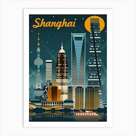 Shanghai City Skyline Art Print