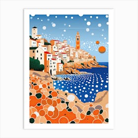 Polignano A Mare, Italy, Illustration In The Style Of Pop Art 4 Art Print