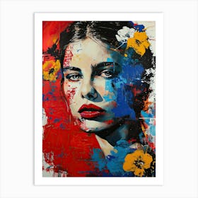 Woman With Flowers, Pop Art Art Print