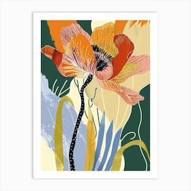 Colourful Flower Illustration Poppy 4 Art Print