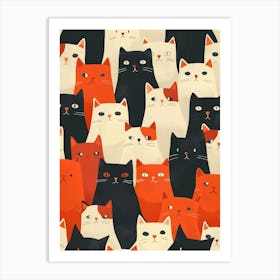 Perfectly Repeatable Artwork With Cute Cat Faces 34 Art Print