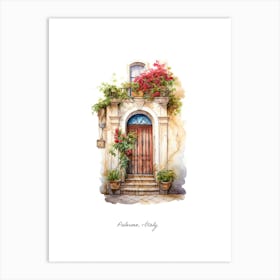 Palermo, Italy   Mediterranean Doors Watercolour Painting 1 Poster Art Print