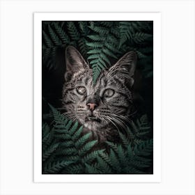 Meow Cat in Ferns Art Print