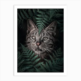 Meow Cat in Ferns Poster