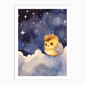 Baby Chick Sleeping In The Clouds Art Print