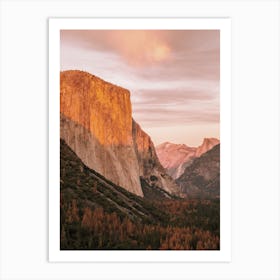 Warm Pink Sunset Mountain Art Print