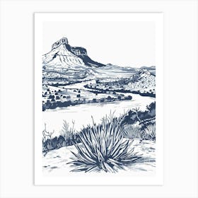 Duotone Illustration Mount Bonnell Austin Texas 4 Art Print