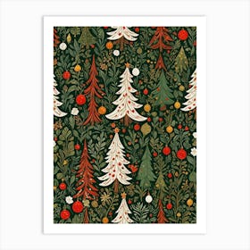 Botanical Christmas Trees Art Print