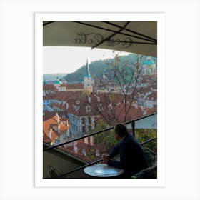 Man Looking Over Prague 1 Art Print