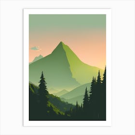 Misty Mountains Vertical Composition In Green Tone 132 Art Print