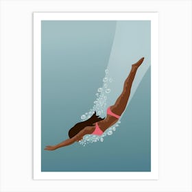 Woman Swims Underwater Art Print