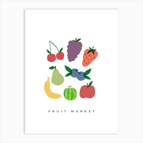 Fruit Market, Kitchen, Illustrations Art Print