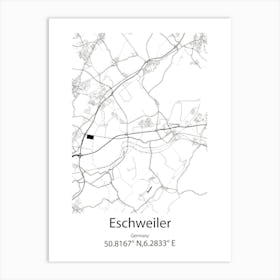 Eschweiler,Germany Minimalist Map Art Print