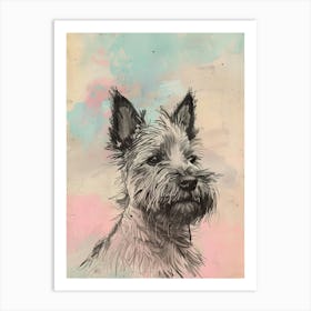 Colourful Berger Picard Dog Abstract Line Illustration 1 Art Print