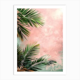 Palm Leaves On A Pink Background Art Print