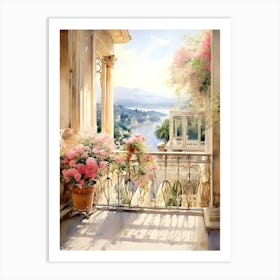 Balcony With Flowers Art Print