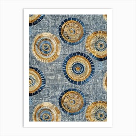 Blue And Gold Circles 4 Art Print