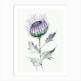 Milk Thistle Herb Minimalist Watercolour 1 Art Print