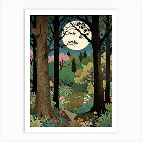 Moonlight Forest William Morris Art Print