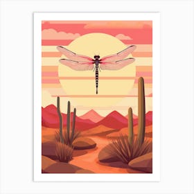  Dragonfly Roseate Skimmer Orthemis Sunset Art Print