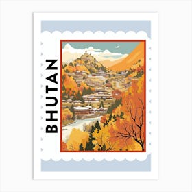 Bhutan 2 Travel Stamp Poster Art Print