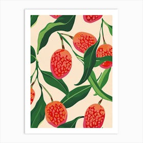 Lychee Fruit Pattern Illustration 3 Art Print