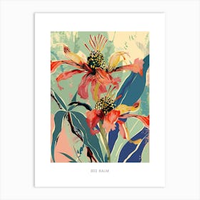 Colourful Flower Illustration Poster Bee Balm 4 Art Print