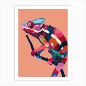Coral Chameleon Modern Illustration 2 Art Print