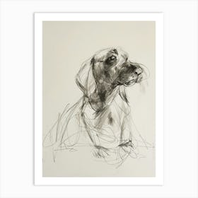 Dog Sepia Charcoal Line Art Print