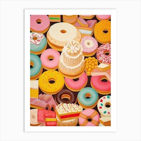 Donuts Vintage Illustration 8 Art Print