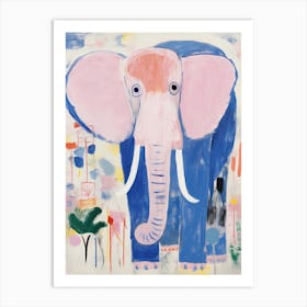 Playful Illustration Of Elephant For Kids Room 3 Art Print