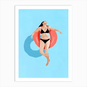 Woman In Bikini On Floatation Device Art Print