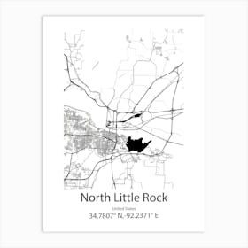 North Little Rock,United States Minimalist Map Art Print