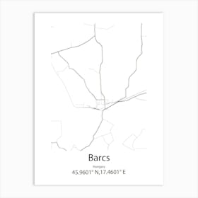 Barcs,Hungary Minimalist Map Art Print