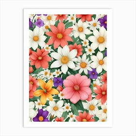 Seamless Floral Pattern 4 Art Print