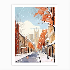 Vintage Winter Travel Illustration Windsor United Kingdom 3 Art Print