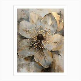 Abstract Floral Of Golden Blossom Poster