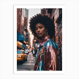 Afro Girl In A Colorful Jacket Art Print