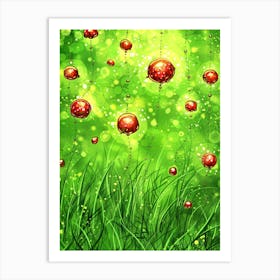 Christmas Tree In The Grass Art Print