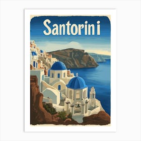 Aihrgdesign A Vintage Travel Poster Of Santorini Art Print