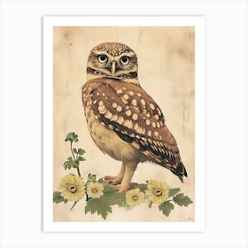 Burrowing Owl Vintage Illustration 3 Art Print