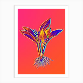 Neon Lily of the Valley Botanical in Hot Pink and Electric Blue n.0308 Art Print