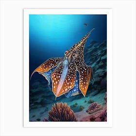 Blanket Octopus Detailed Illustration 8 Art Print