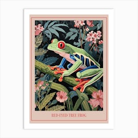 Floral Animal Painting Red Eyed Tree Frog 3 Poster Art Print