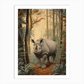 Rhino In The Trees At Dawn 3 Art Print
