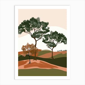 Three Trees In A Field 1 Art Print