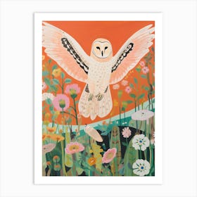 Maximalist Bird Painting Barn Owl 4 Art Print