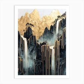 Appalachian Mountains Golden Peaks - Metallic Grandeur Art Print